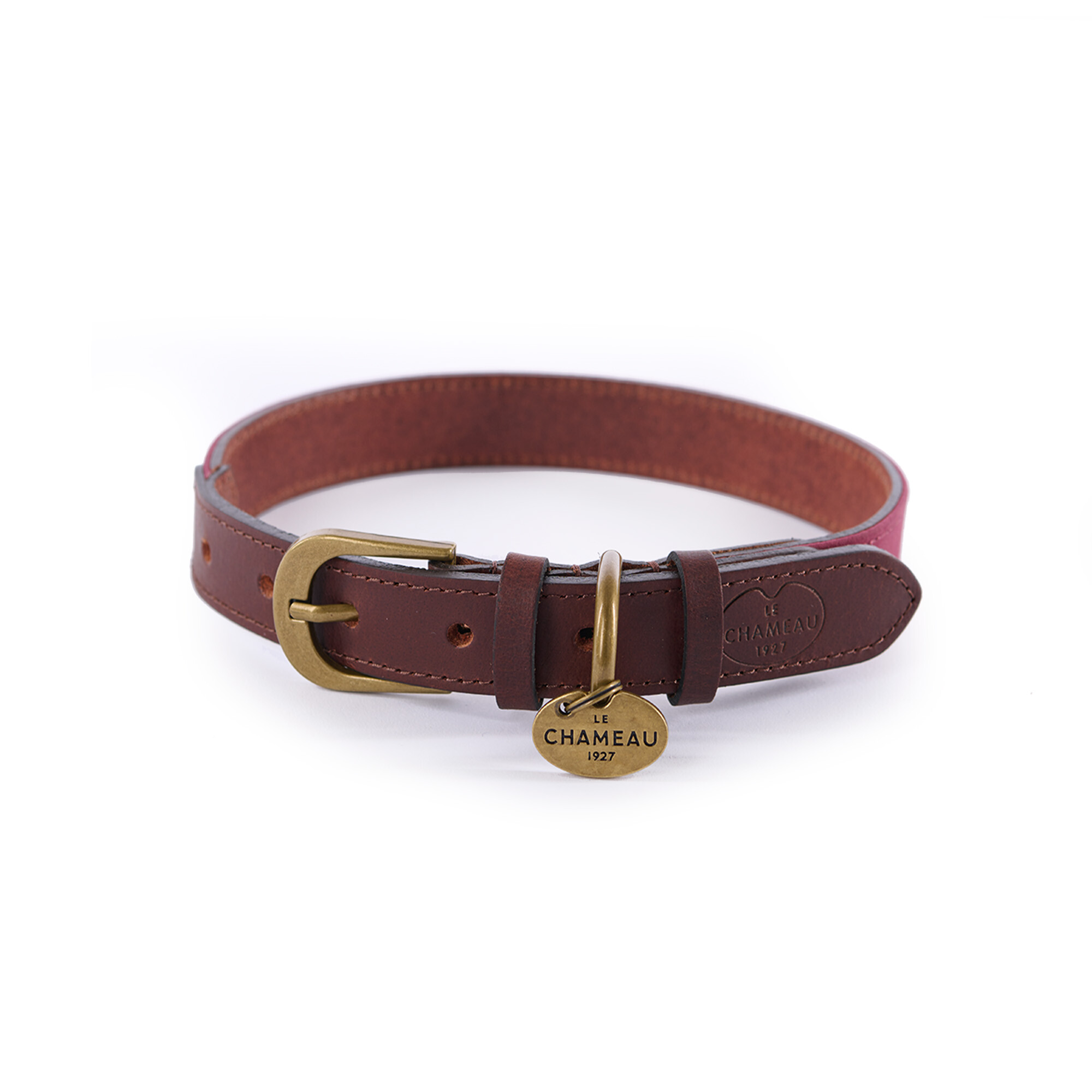 Burgundy leather cheap dog collar